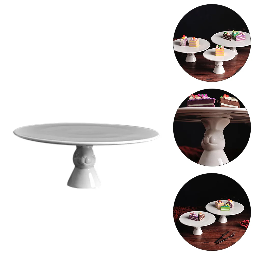 

Cake Plate Cupcake Holder Dessert Serving Dish Ceramics Tray for Display Rack White Fruit Stand with Base