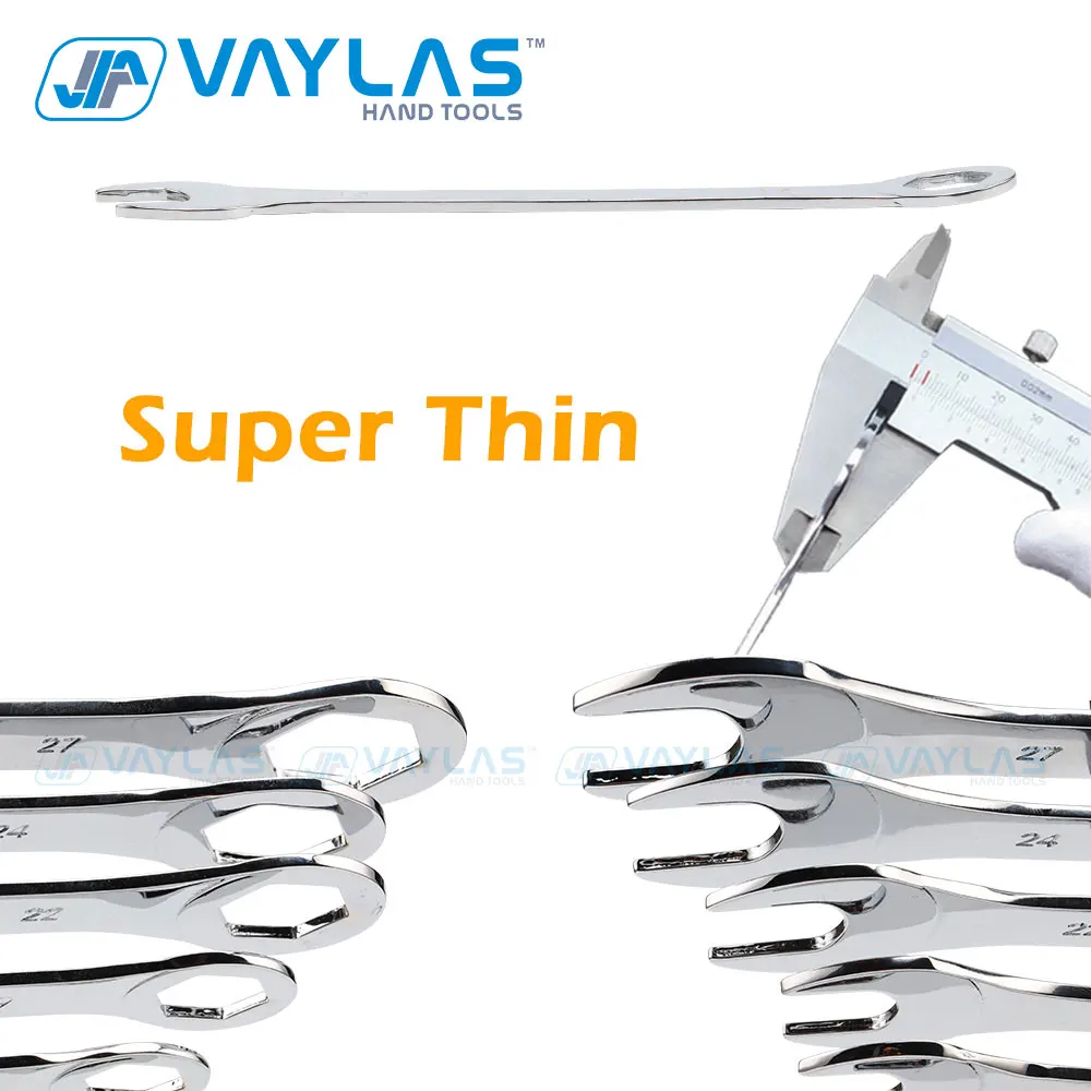 Imagem -03 - Combinação Super-fina Chave de Soquete de Extremidade Aberta Chave de Cabeça Dupla Ultra-fina Conjunto de Ferramentas Manuais de Reparo Universal 627 mm