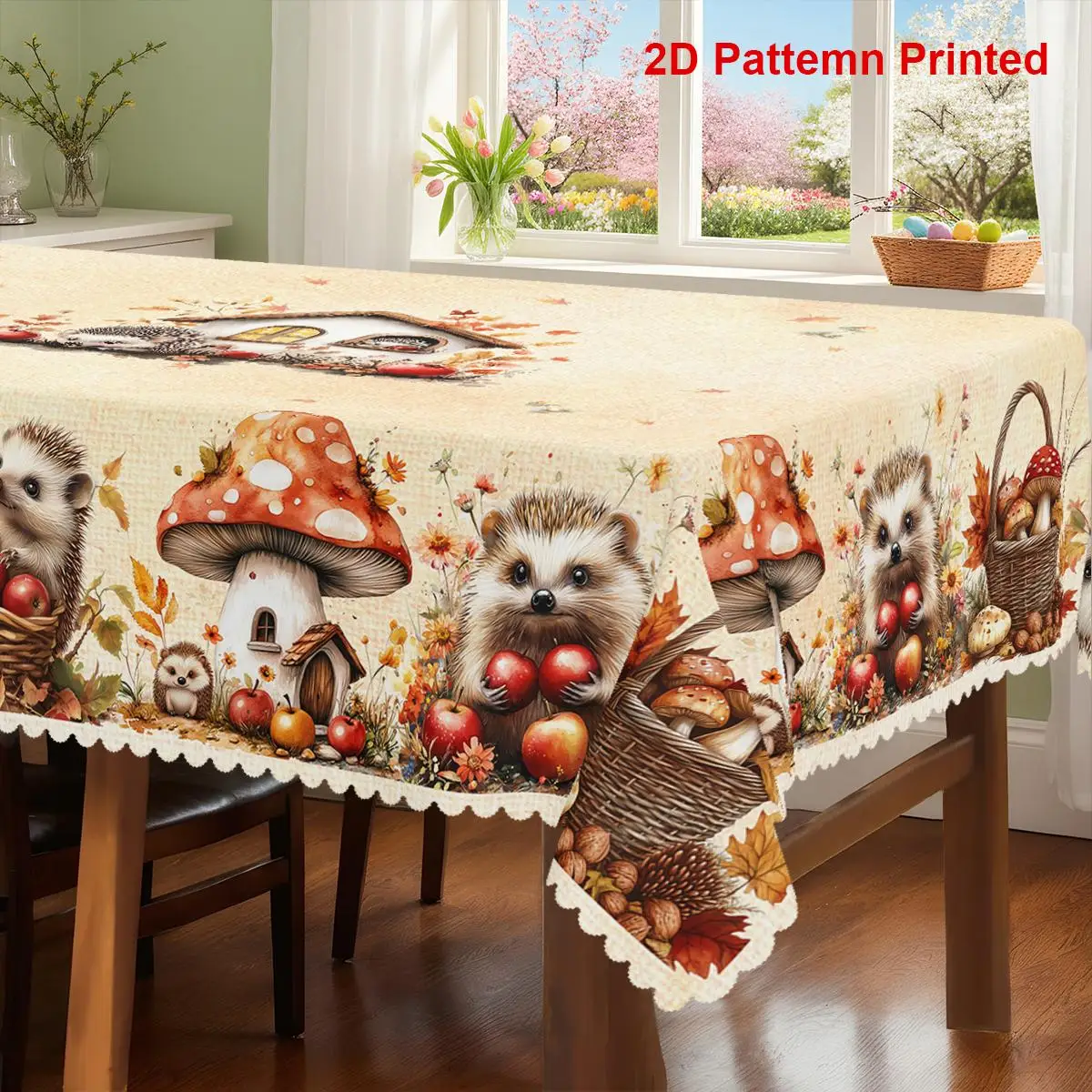 1 piece, Autumn Thanksgiving Retro Apple Mushroom Maple Leaf Print Designzyc