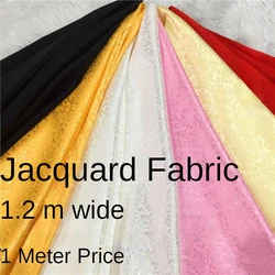 Dragon Pattern Jacquard Fabric By The Meter for Dresses Cheongsam Hanfu Sewing Glossy Silky Summer Opaque Flower Black White Diy