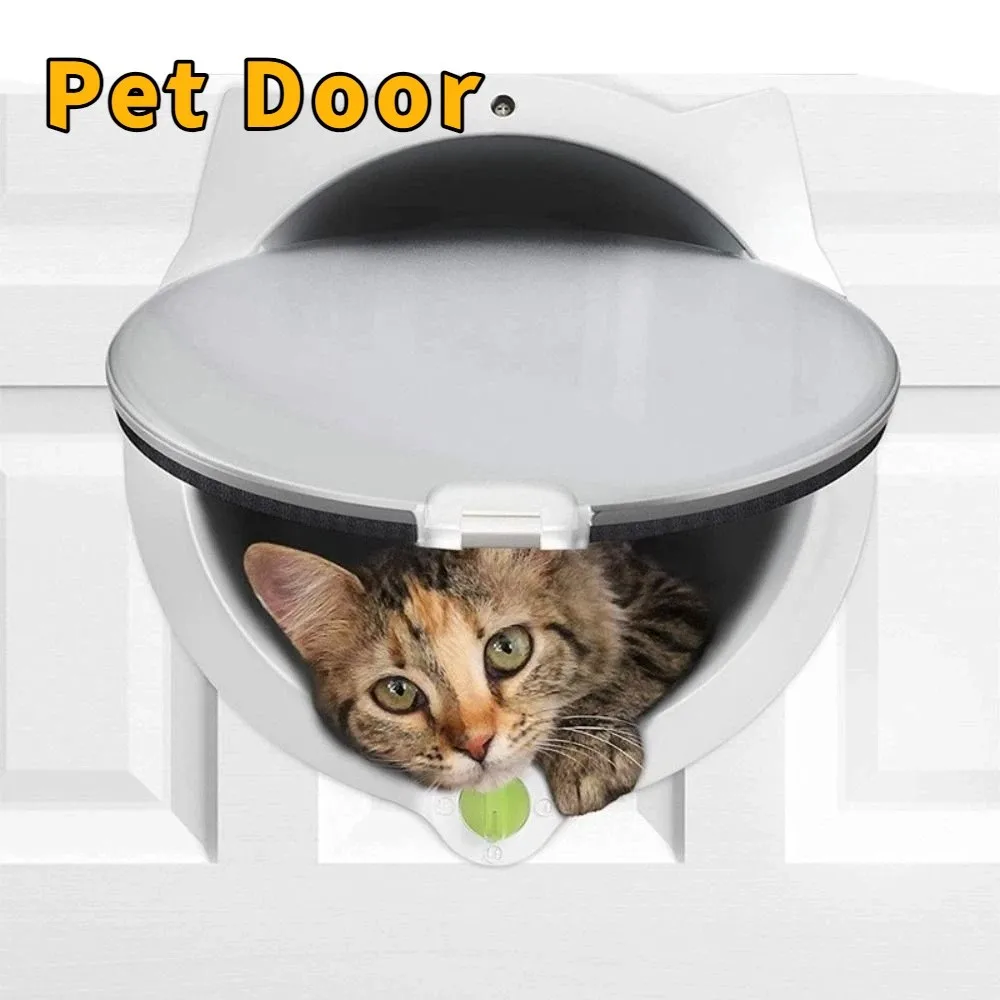 

Magnetic Cat Flap Door Bidirectional Opening 4 Locking Modes Pet Archway Plastic With Cat Ears Cat Entry Exit Door