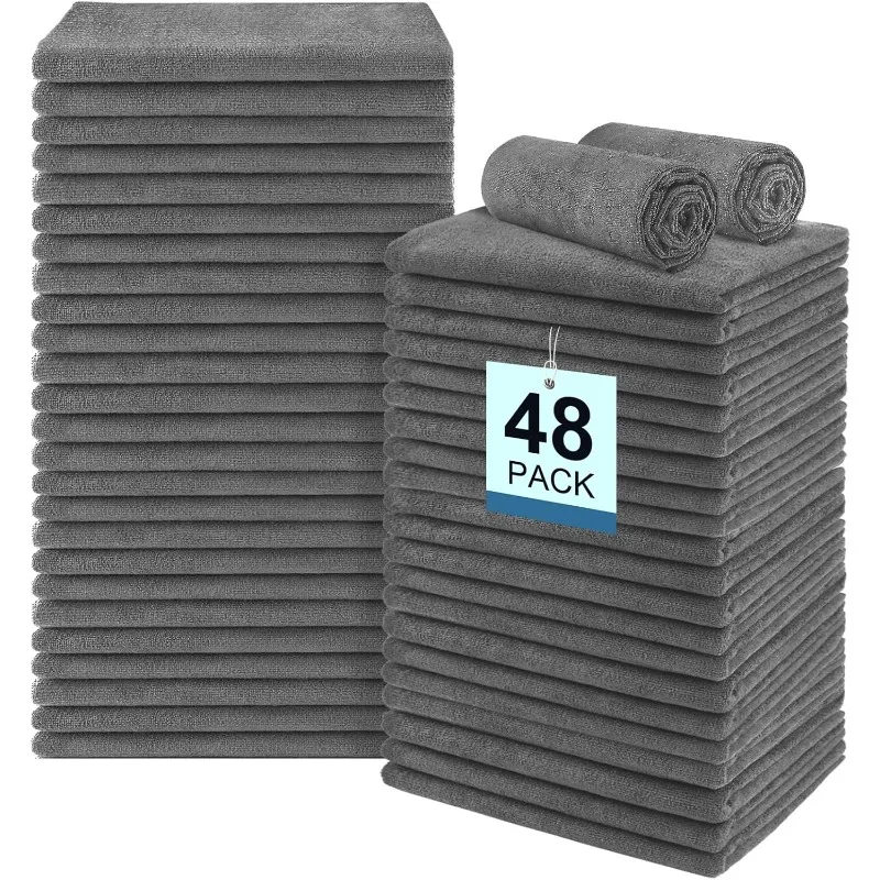 

48 Pack Gym Towels Set - Highly Absorbent and Quick Drying Microfiber Salon Towels, Premium Hand Cloths for Bathroom, Gym, Showe