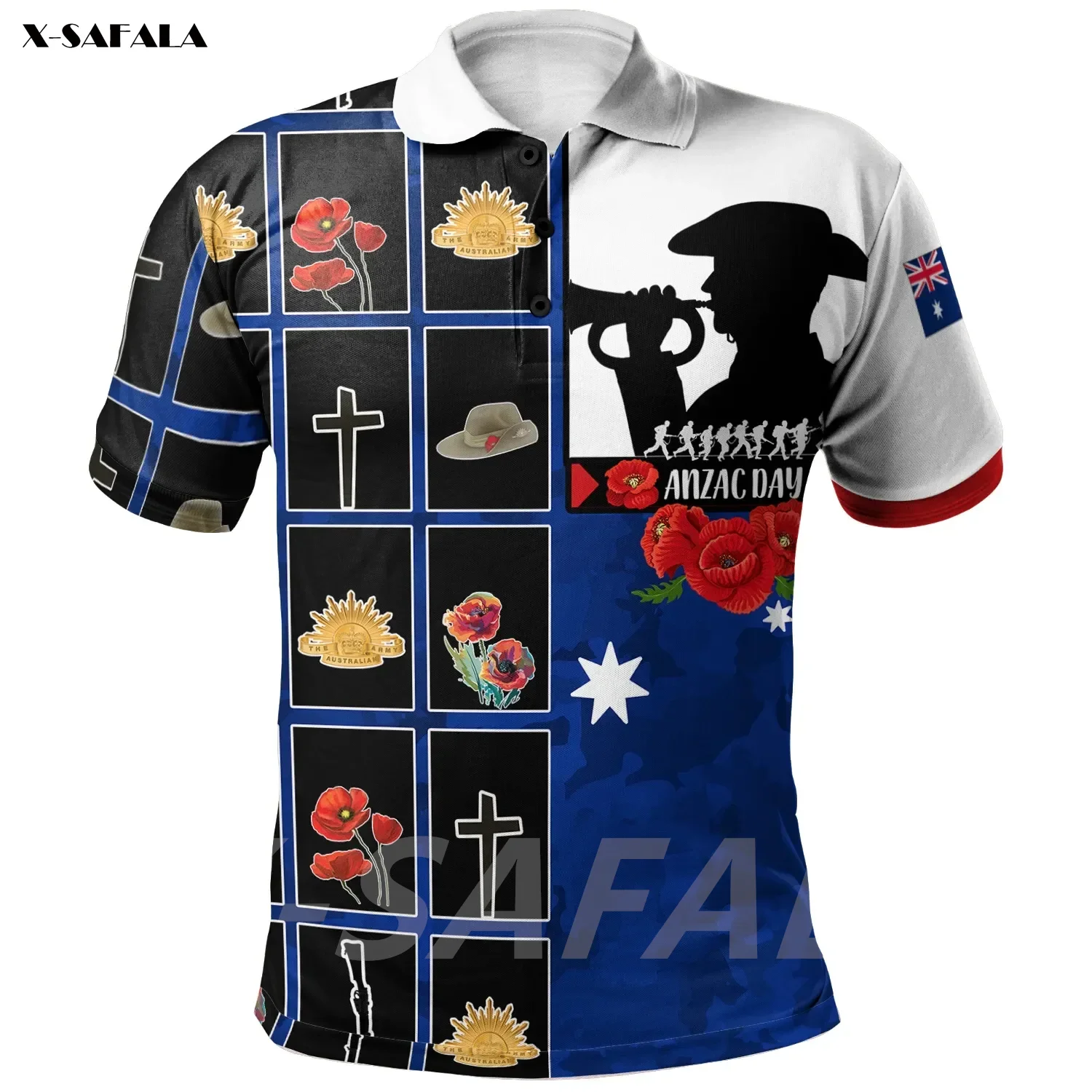 ANZAC DAY  WE WILL REMEMBER 2022 3D Printed High Quality New Polyester Fiber Men Female Collar Polo Shirt Tee Tops Anti Shrink