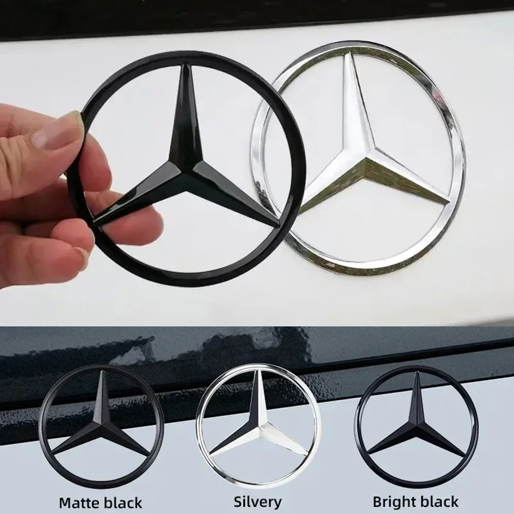 90mm Car Rear Trunk Middle Badge Emblem Sticker Decal For Mercedes Benz W203 W211 W204 W210 W212 Cla W205 W213 CLA CLK CLS ML