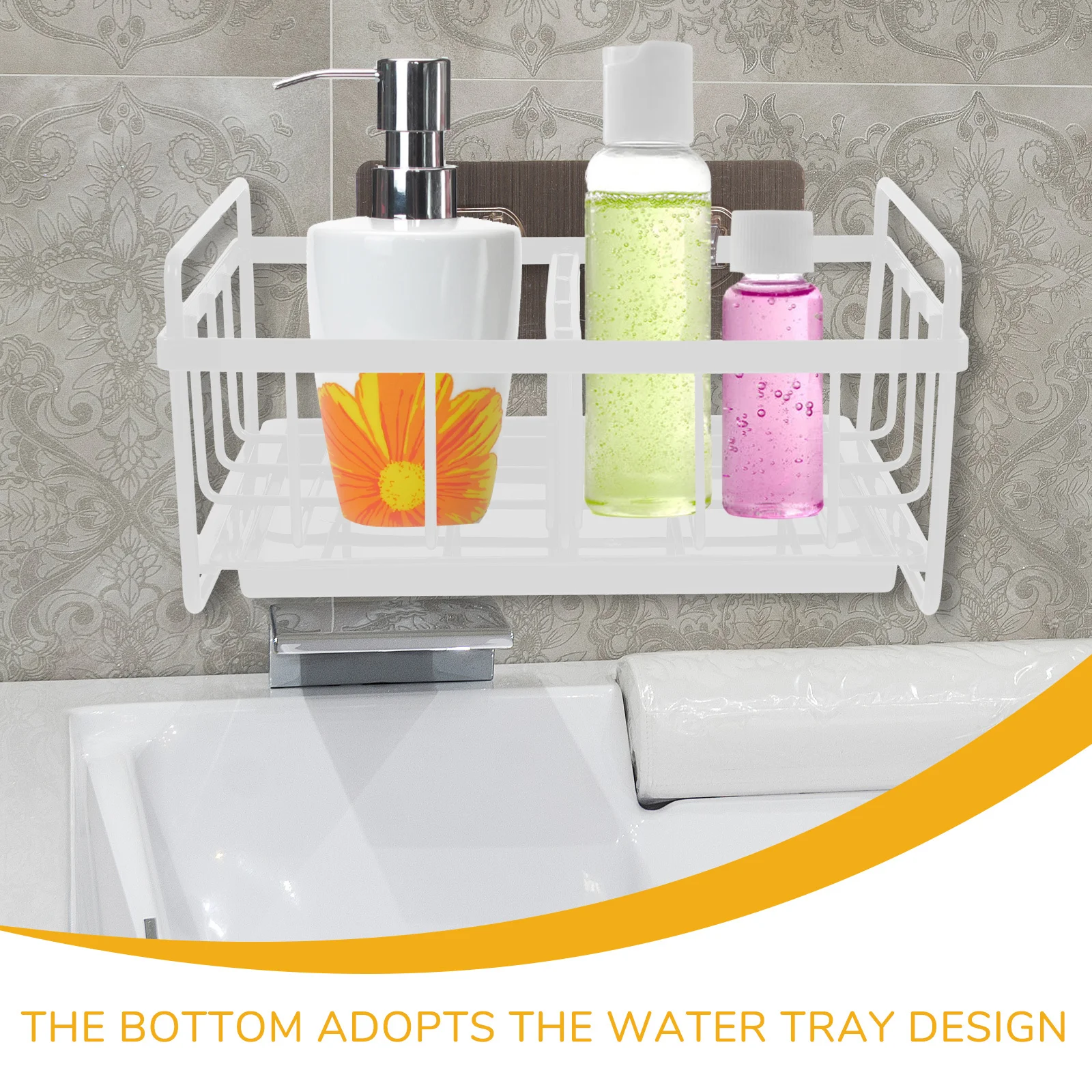 

Kitchen Sink Sponge Holder Carbon Steel PP Organizer Drain Rack Soap Tray Cleaning Tool Holder Kitchen Sink Accessories
