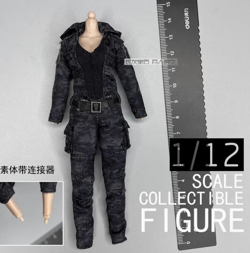 In Stock 1/12th VERYCOOL VCF-3005 Black MC Female Soldier Vera Body Figures With Dress Scarf Model For 6inch Body Accessories