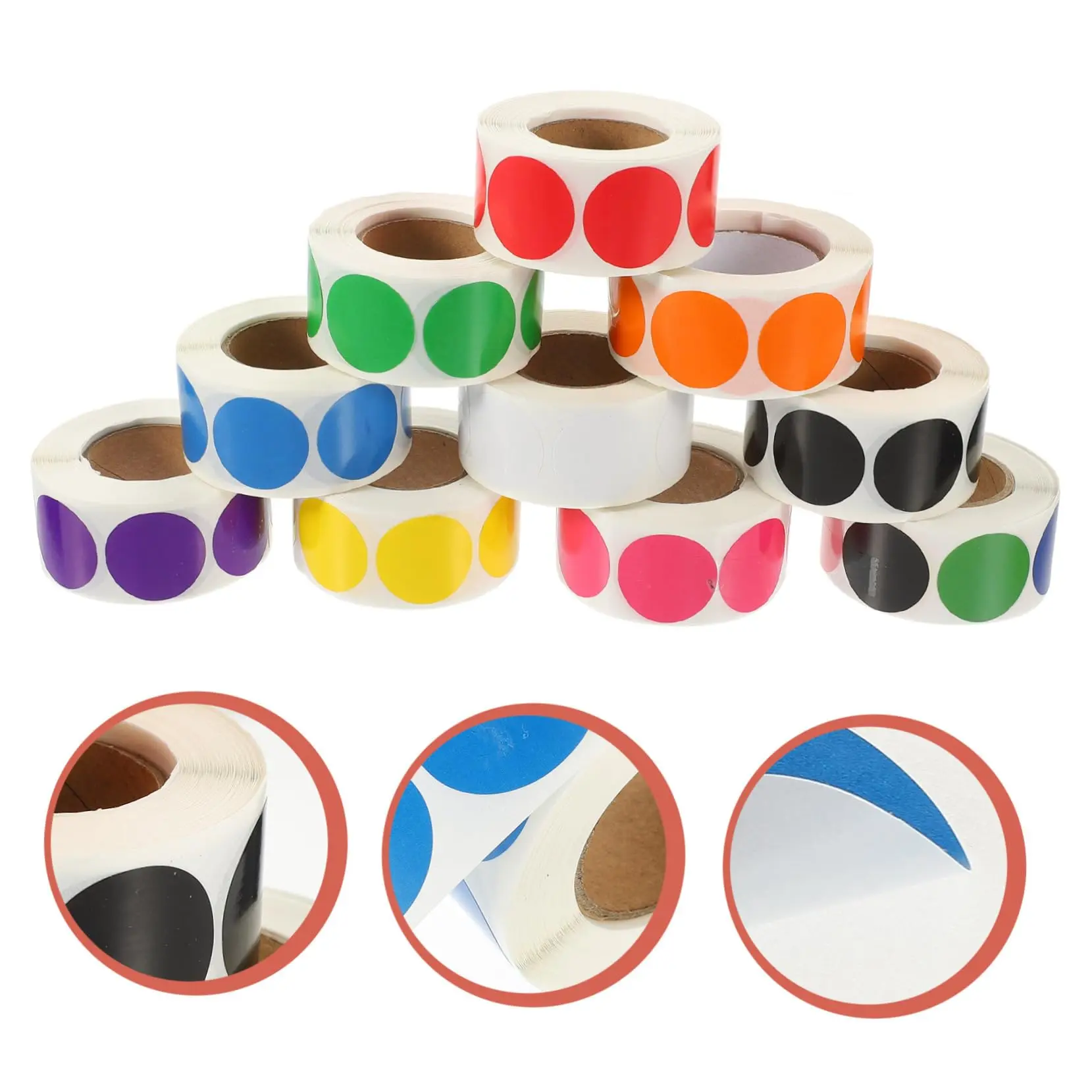 Colored Dot Stickers, Labels Circle Dots Labels Circle Stickers for Office,Classroom,Family（Etc - 10 Colors, 500 Labels/Roll）