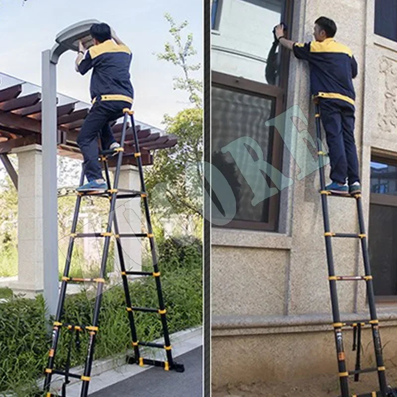 Aluminum Alloy Thickened Telescopic Ladder Multi-functional Portable Engineering Folding Home Lift Straight Ladder Staircase