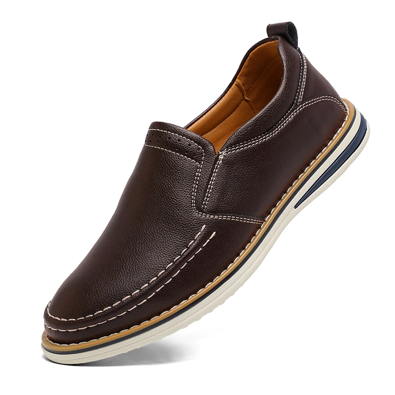 Zapatos de cuero genuino para hombre, zapatos transpirables para conducir, mocasines de diseñador para exteriores, zapatos planos informales, mocasines de moda