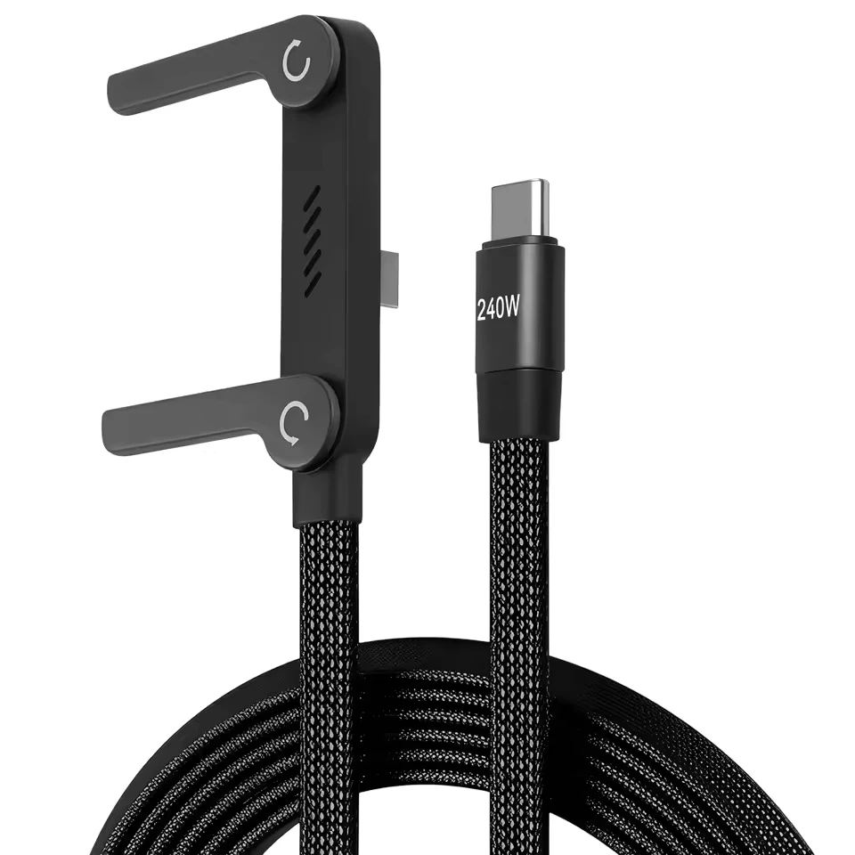 240/65W Schnellladung Faltbare Halterung Datenkabel 2-in-1 Datenkabel Faltbarer Telefon- und Tablet-Ständer Typ-C zu Typ-C /USB-A zu Typ-C