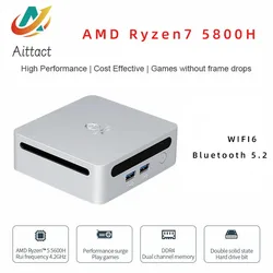 AITTACT New AMD Ryzen 7 5800H windows 10/11 MINI PC DDR4 16/32GB 256/512GB SSD WIFI6 RTL8852, BT5.2 Desktop Gaming Computer