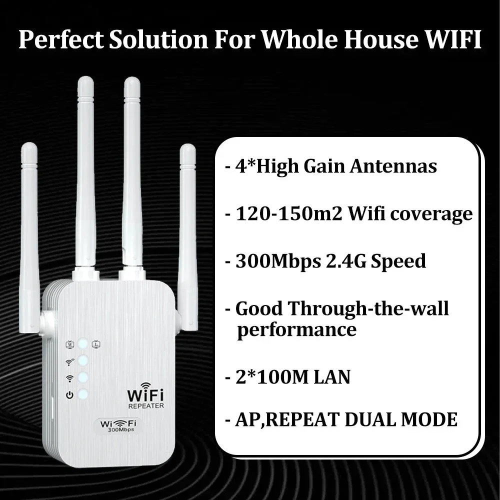 2.4G WiFi Repeater 2LAN 300Mbps repetidor of signal booster wifi amplificador range repeater wireless access point AP