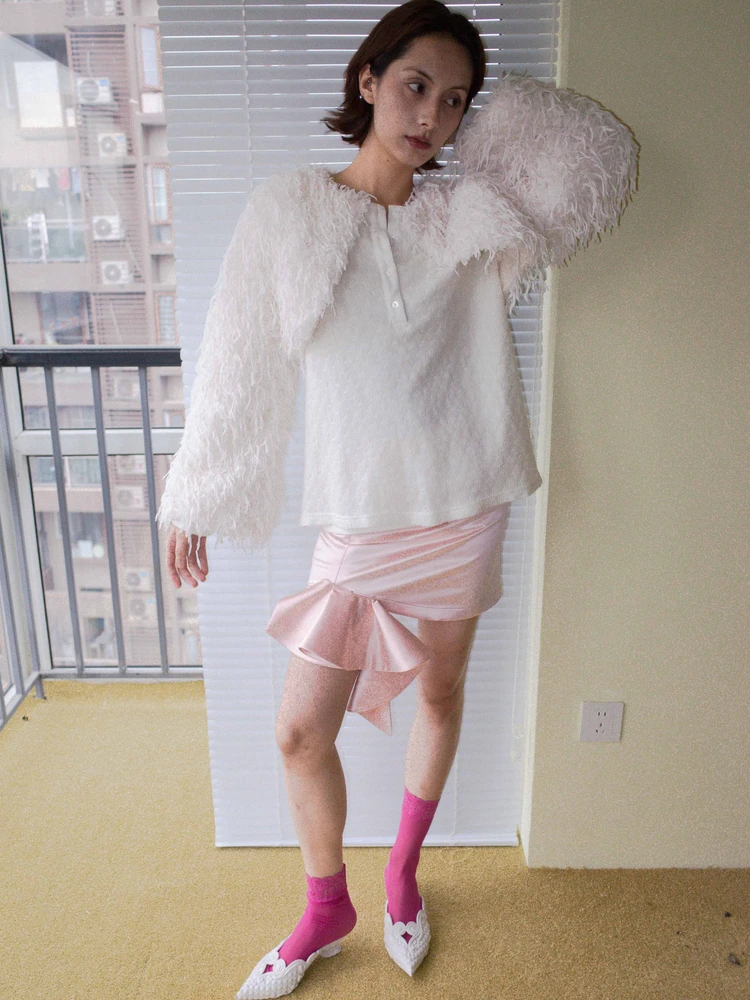 

Белая шерстяная куртка M4onn с перьями и бахромой, с широкими рукавами, для повседневной носки, однотонная, зимняя верхняя одежда