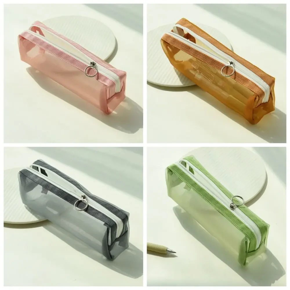 Simple Desktop Organizer Stationery Bag Cosmetic Pouch Pencil Holder Pencil Bag INS Style Nylon School