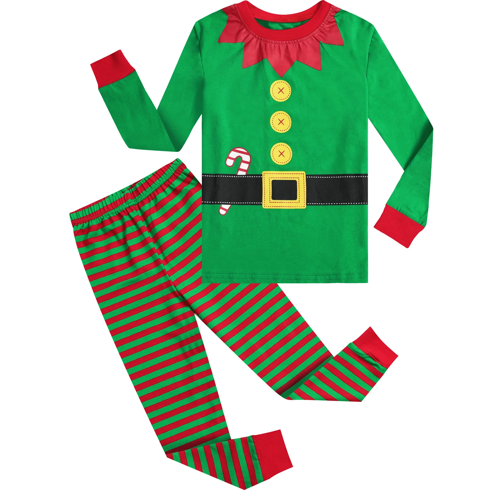 

2 PCS Kids Christmas Sleepwear Boys Pajamas Sets Child Santa Claus Cosplay Pyjamas Christmas Pjs Green Elf Clothes