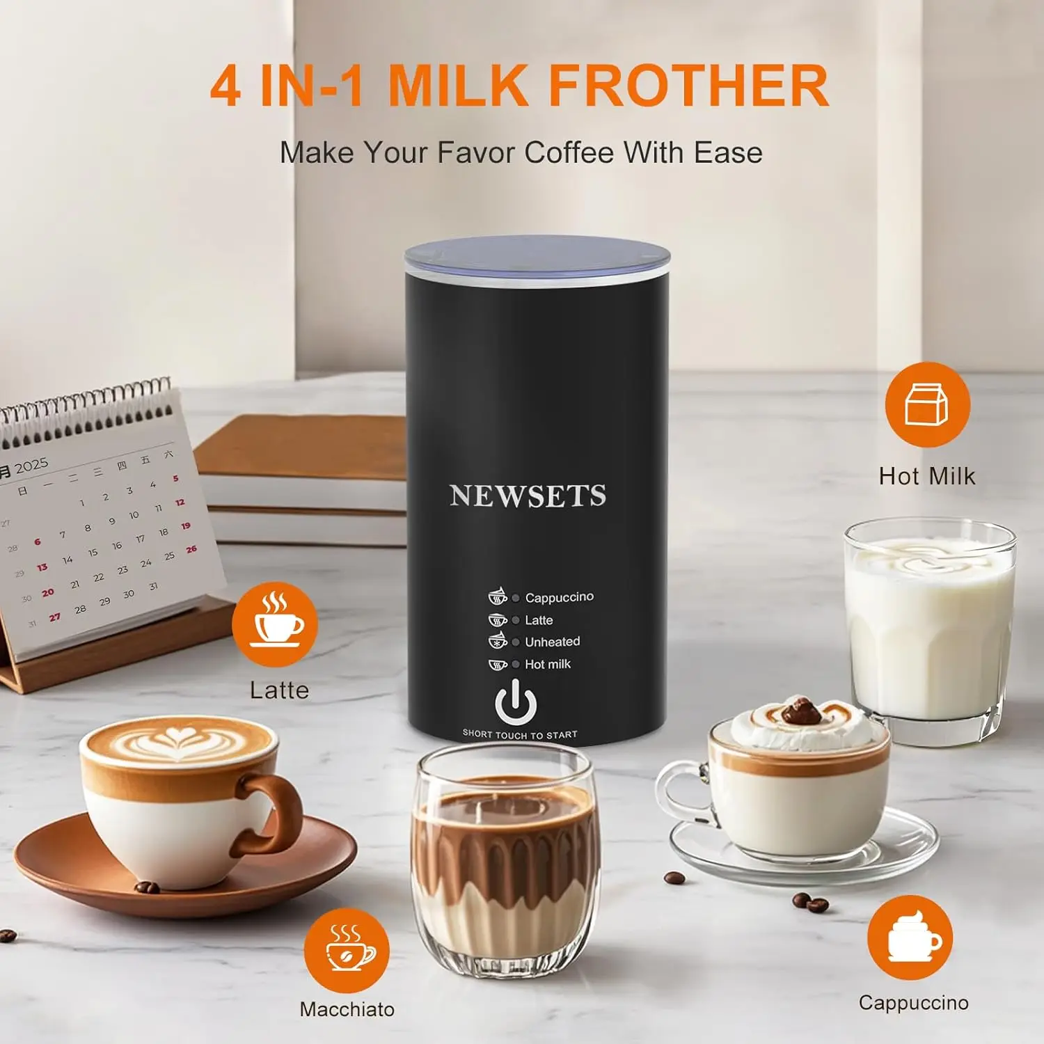 Caffettiera monodose 3 in 1 per tazza K e caffè macinato, caffettiera compatta con montalatte, dimensioni di preparazione 6-14 once, rimozione 28 once