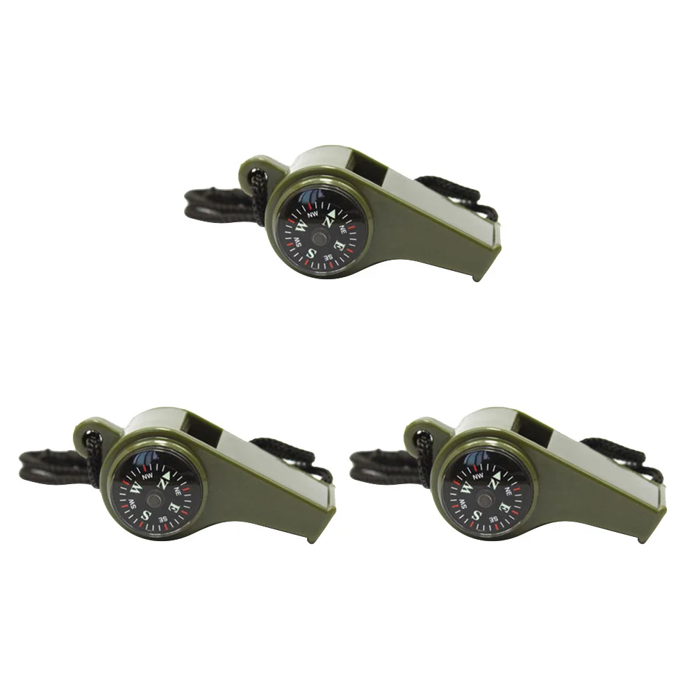 3Pcs Outdoor Emergency Whistles Survival Compass Thermometer Hiking Camping Loud Whistles Survival Whistle Compass Whistle