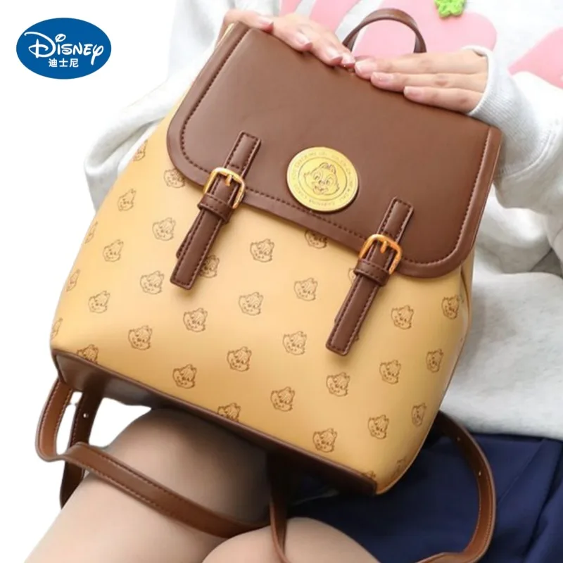 Disney Lotso Chip Dale anime peripheral girly heart simple contrasting color stitching backpack commuting daily versatile gift