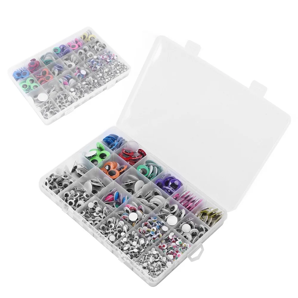 

1700pcs Multi Colors Googly Eyes Self Adhesive With Storage Box Craft Eyes Different Sizes Colorful Eye Stickers DIY Craft