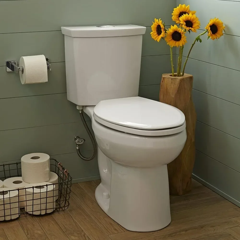 Folding Toilet 0.92 - 1.28 Gpf Elongated Front Toilets H2Option Two-Piece Toilet Bathroom Items Dual Flush Standard Height White