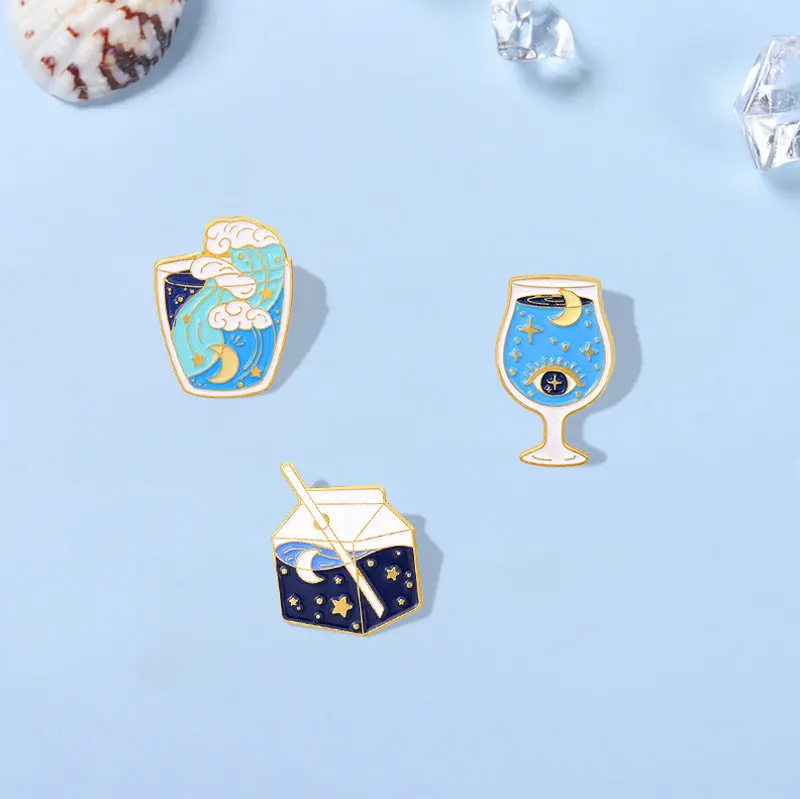 Starry Sky Bottles Enamel Pins Custom Universe Sea Planet Brooch Lapel Badge Bag Cartoon Astronomy Jewelry Gift for Kids Friends