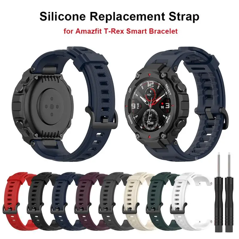 Replacement Watch Band Soft Breathable Silicone Wristband Adjustable Sports Watch Strap For Amazfits T Rex Smart Bracelet