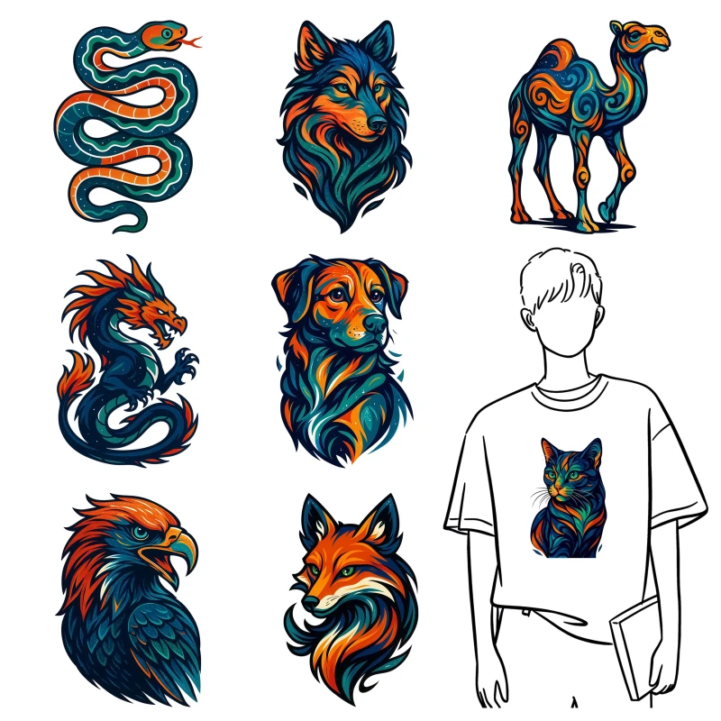 

Модные иллюстрации в стиле животных тотем термопереносные наклейки персонализированная одежда DIY гладильные аксессуары для мужчин и женщин