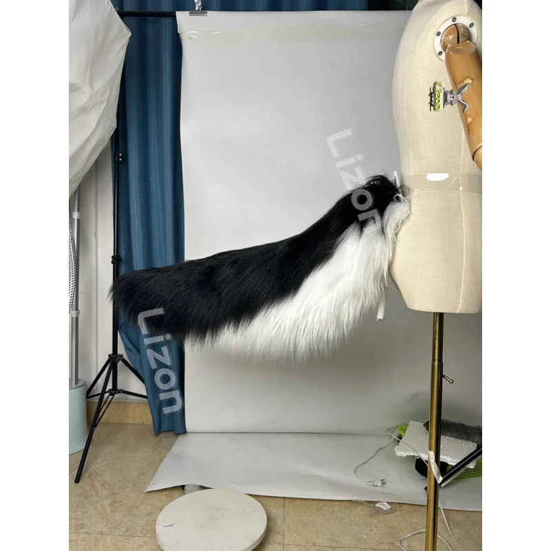 

qa156Loona Cosplay Fox Tail Balck and White Big Furry