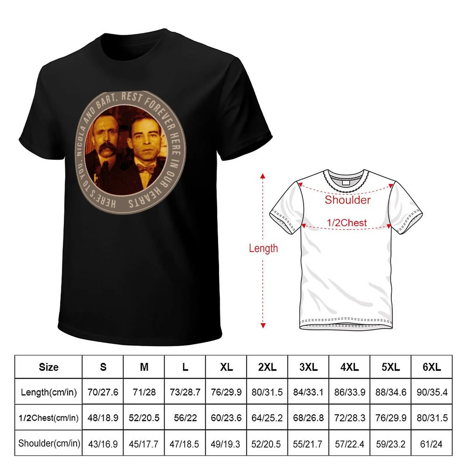 Sacco and Vanzetti Engraving Tribute T-Shirt Work Duty Casual T-Shirt