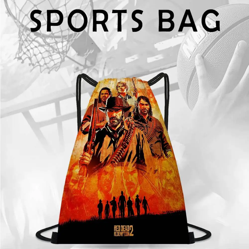 لعبة TV-Red-Dead-Redemption 2 حقائب برباط مطبوعة حقائب هدايا للحفلات، حقائب ظهر برباط رياضية للصالة الرياضية والسفر والاستخدام الترفيهي