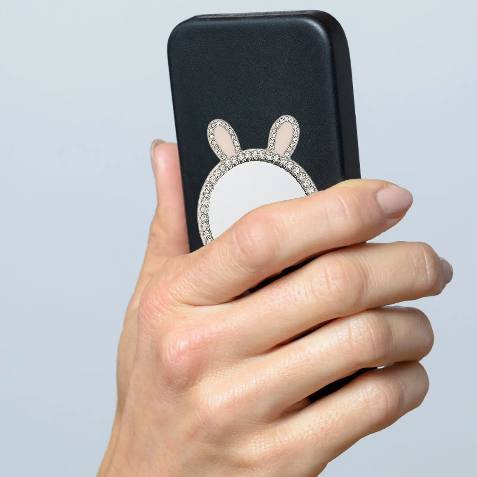 

4Pcs Bling Phone Case Makeup Mirror Cute Bunny Cat Ear Decorative Compact Vanity Mirror Accessory