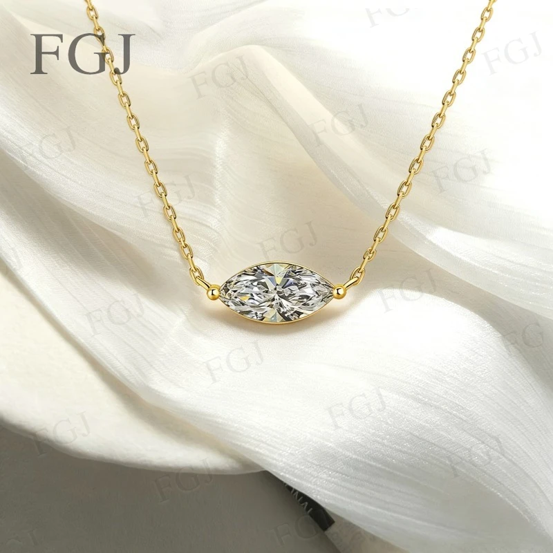 Moissanite Pendant Marquise 5x10mm-6x12mm GRA Certified D Color 925 Sterling Silver Luxury Jewelry for Couple Wedding Engagement