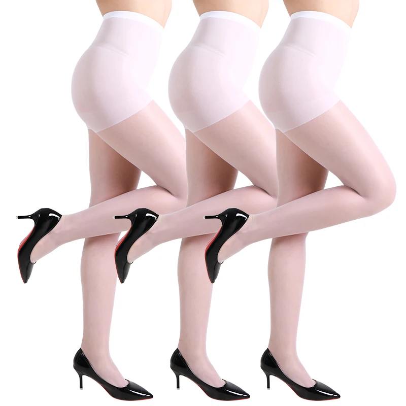 Kave 3 pares feminino sexy ultra fino 20d sheer collants controle superior meia-calça com dedos reforçados cor sólida meia-calça de cintura alta