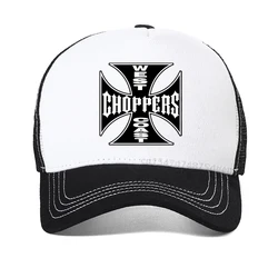 West Coast Choppers sombrero ajustable unisex, malla fresca, sombreros de camionero, west coast chopper insignia, gorra de béisbol, hueso, Garros