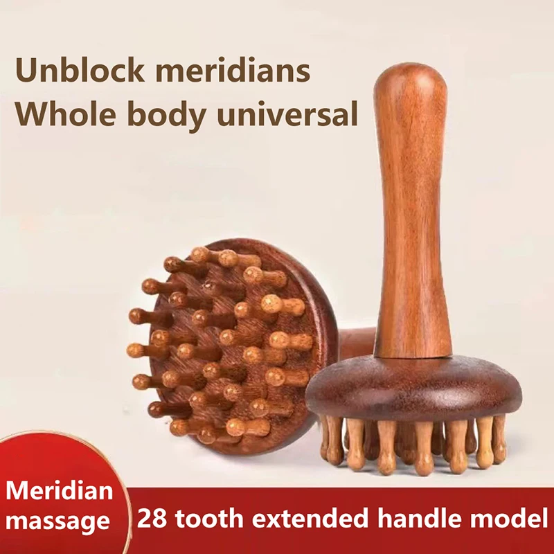 Sandalwood Gua Sha Massage Brush Head Neck Shoulder Abdominal Leg Body Meridian Massager Gua Sha Comb Wooden Massage Tools