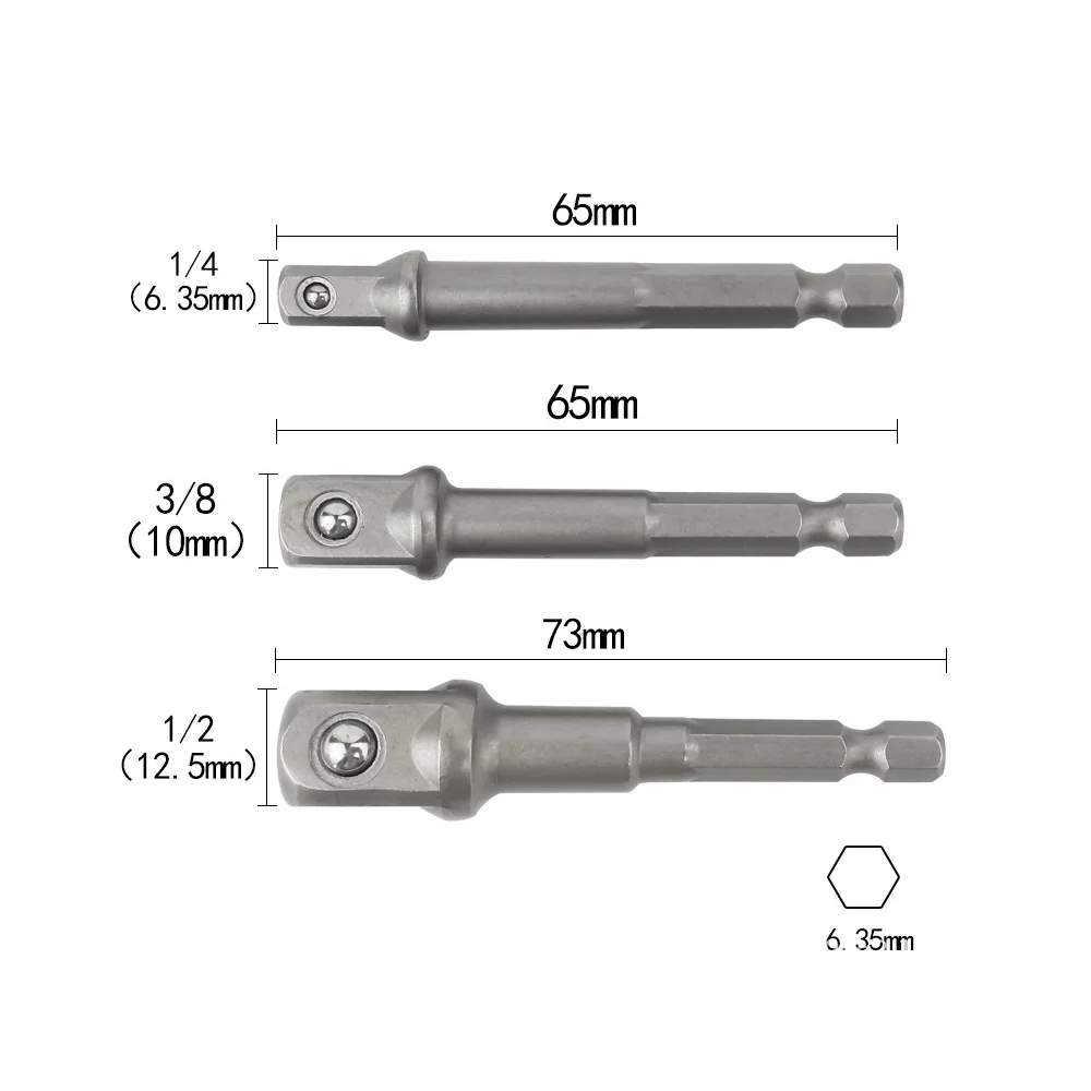 1/4 3/8 1/2 50MM 65-73MM Codolo esagonale Converti presa Adattatore Sfera Conversione pubblicitaria Biella Giunto Asta di prolunga