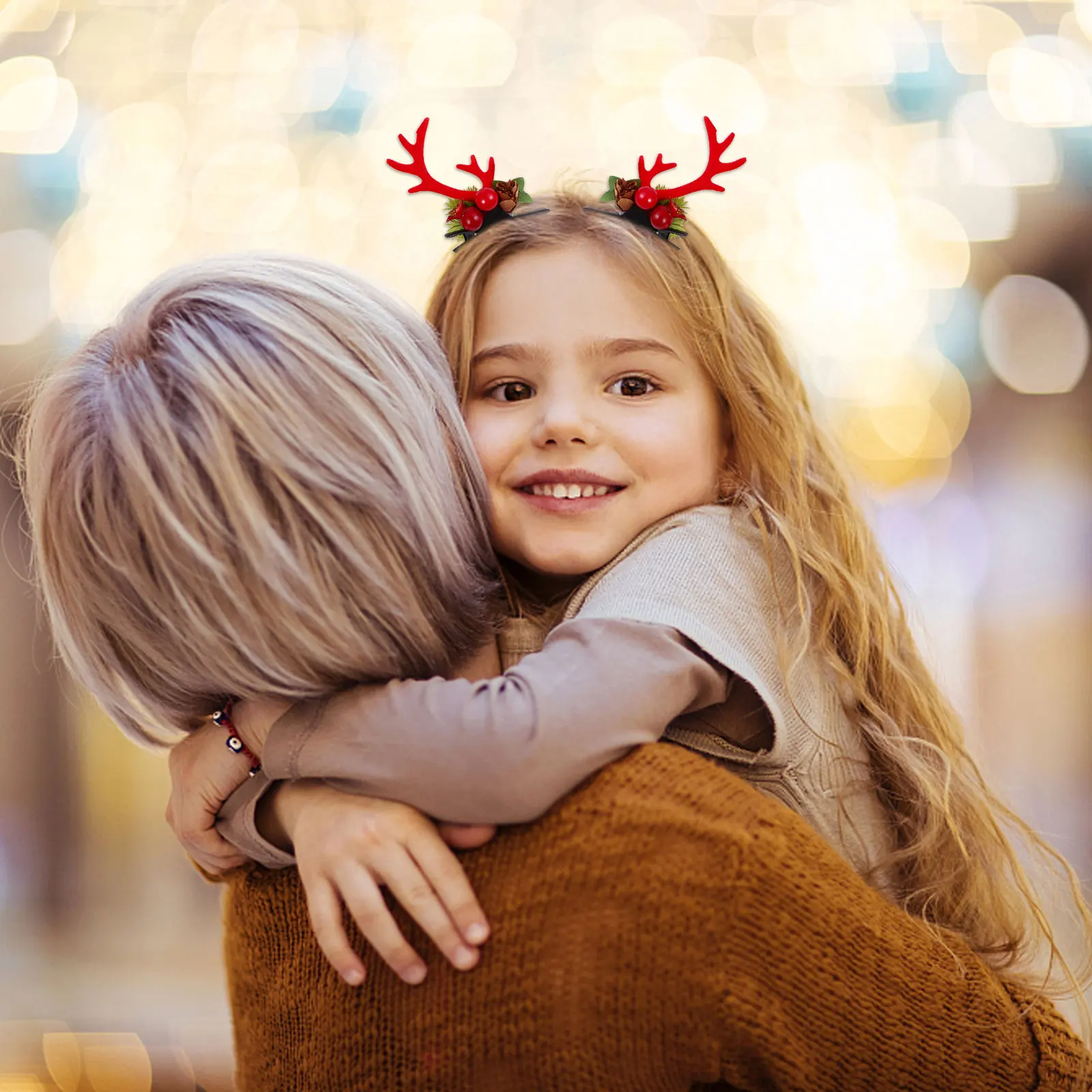 

2 пары рождественских заколок для волос в стиле рога, рождественские заколки для волос, реквизит для фотосессии, очаровательные заколки, рождественская заколка для волос