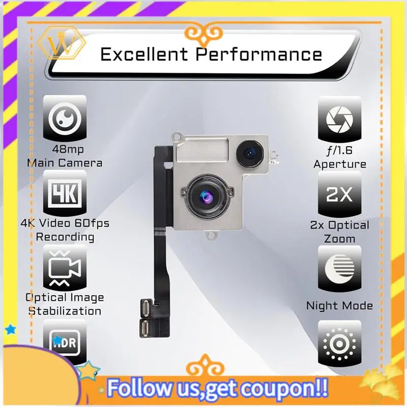 A01K-For Iphone 15 Replacement Rear Camera Assembly 48MP HD Video HDR Photo Main Camera Module A3090 A2846 A3089 A3092