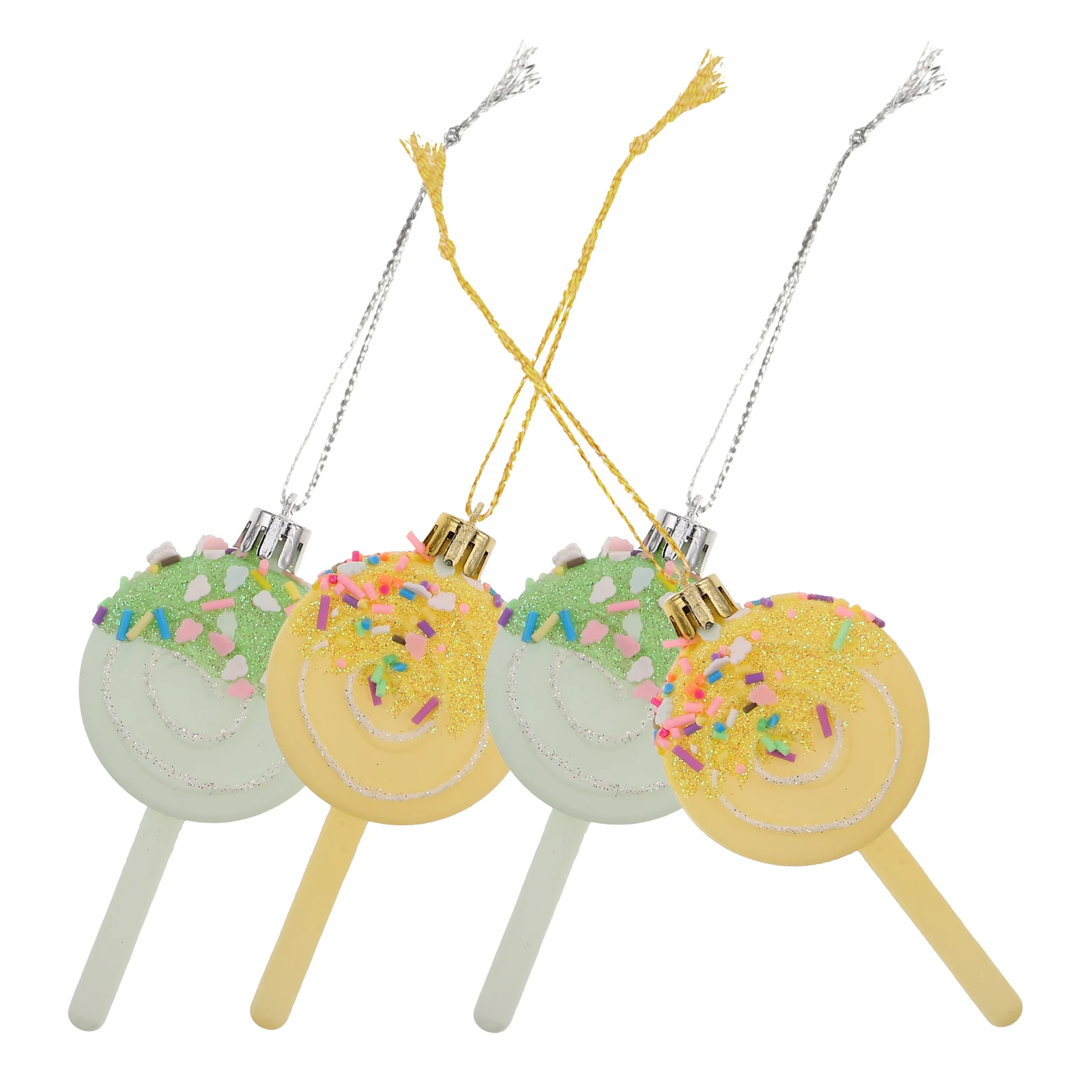 

4Pcs Hanging Lollipop Ornaments Festive Candy Decorations for Christmas Tree Party Supplies Colorful Sweet-Themed Holiday Decor