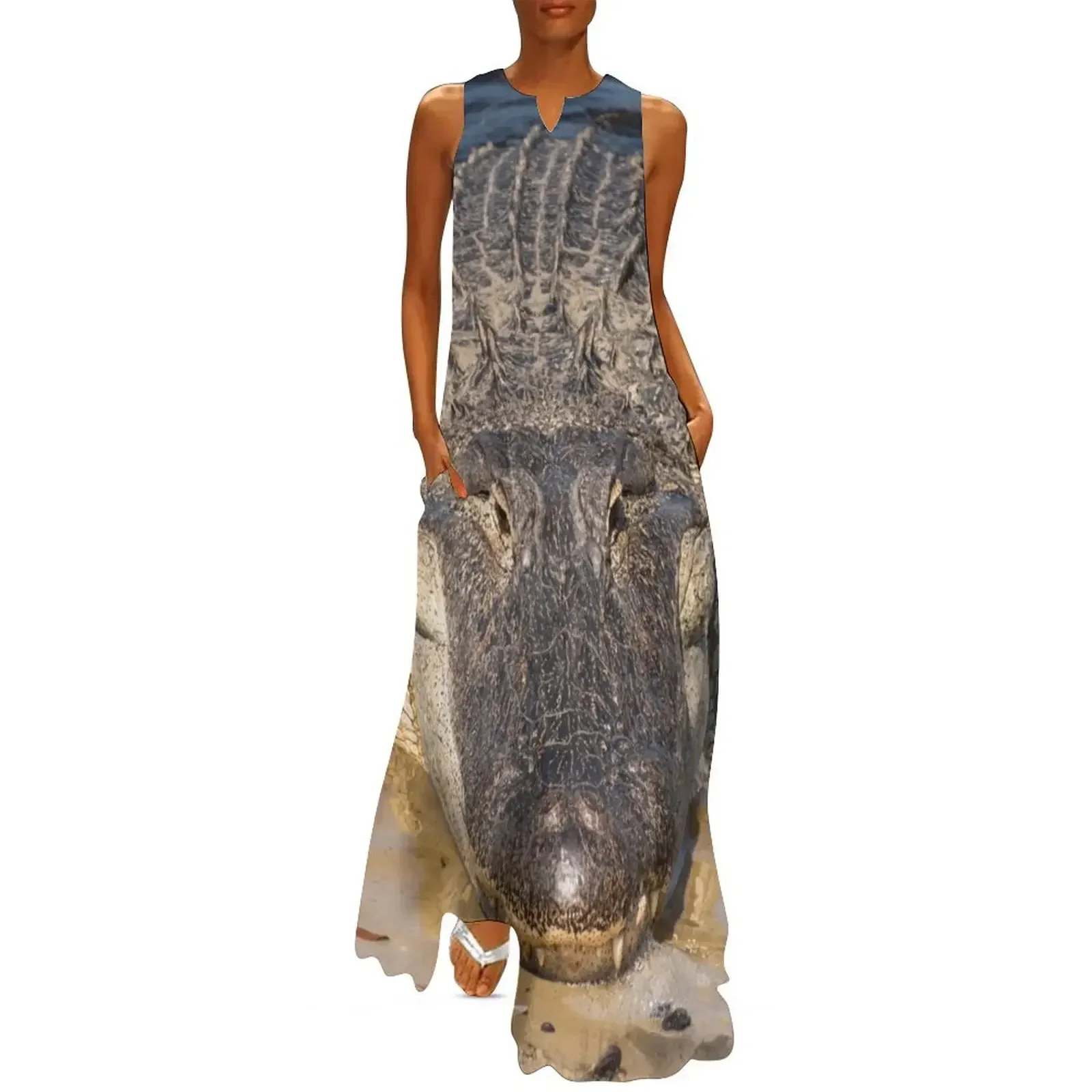 

Face To Face With The Alligator Long Dress Dress women Clothing women party dresses Dress