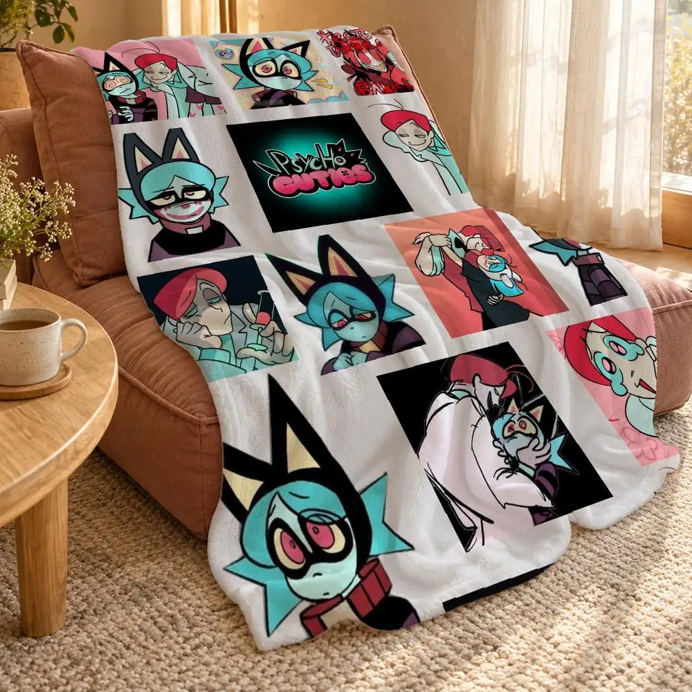Anime P-Psychocuties Mimi Throw Double Sided Flannel Throw Blanket Soft Travel Camping Sofa Bed Home