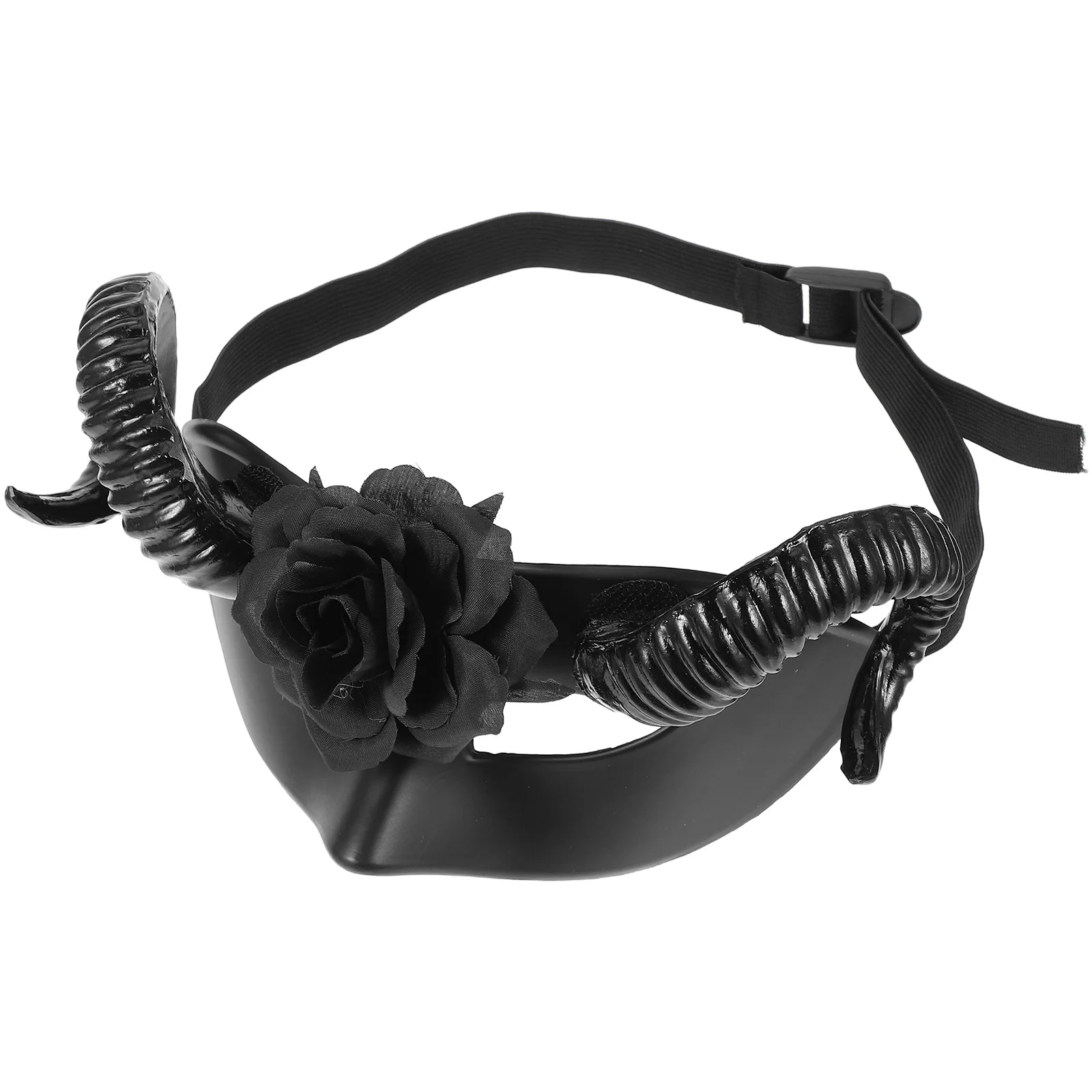 

Halloween Half Face Mask RAM Horns Flower Design Soft Comfortable Cosplay Props for Party Masquerade Events Mens Masquerade Mask