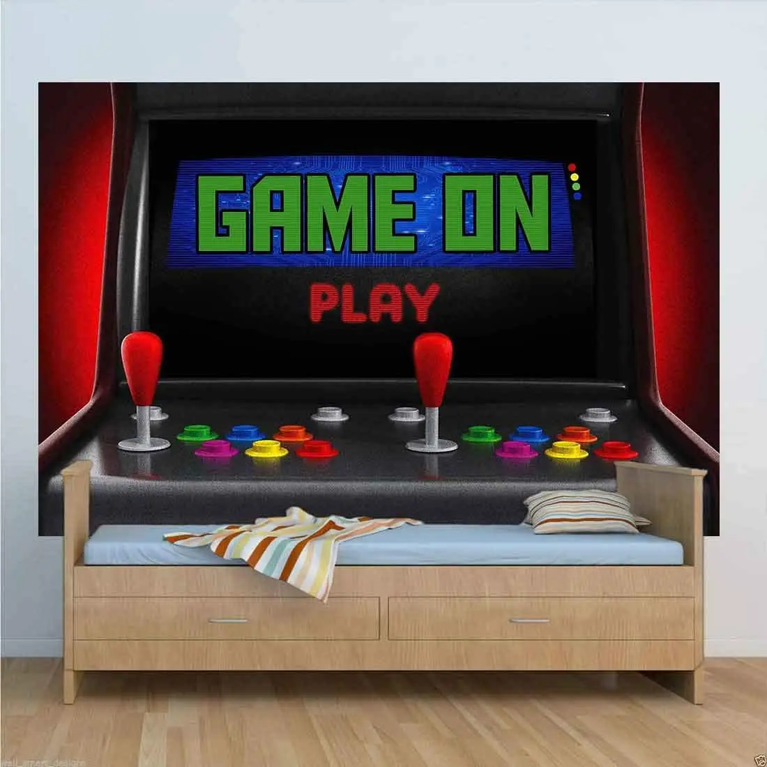 Game Photography Backdrop Arcade Machine Retro Gaming Fun Joystick Buttons Photo Background Party Wall Paper Room Mural Props