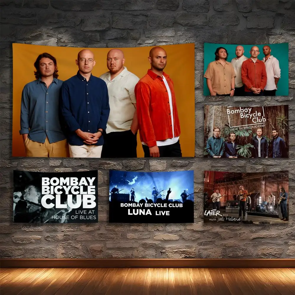 

B-BOMBAY BICYCLE CLUB Tapestry Custom Living Bedroom Party Dormitory Interior Wall Bohemian Decoration Attached Clip