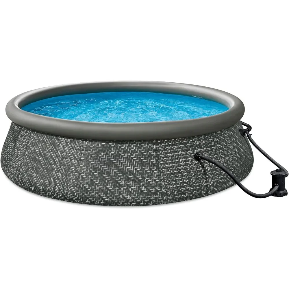 Outdoor Hot Tub, 12 Foot By 36 Inch Quickset Round Inflatable Ring Top Above Ground Swimming, Outdoor Hot Tubs