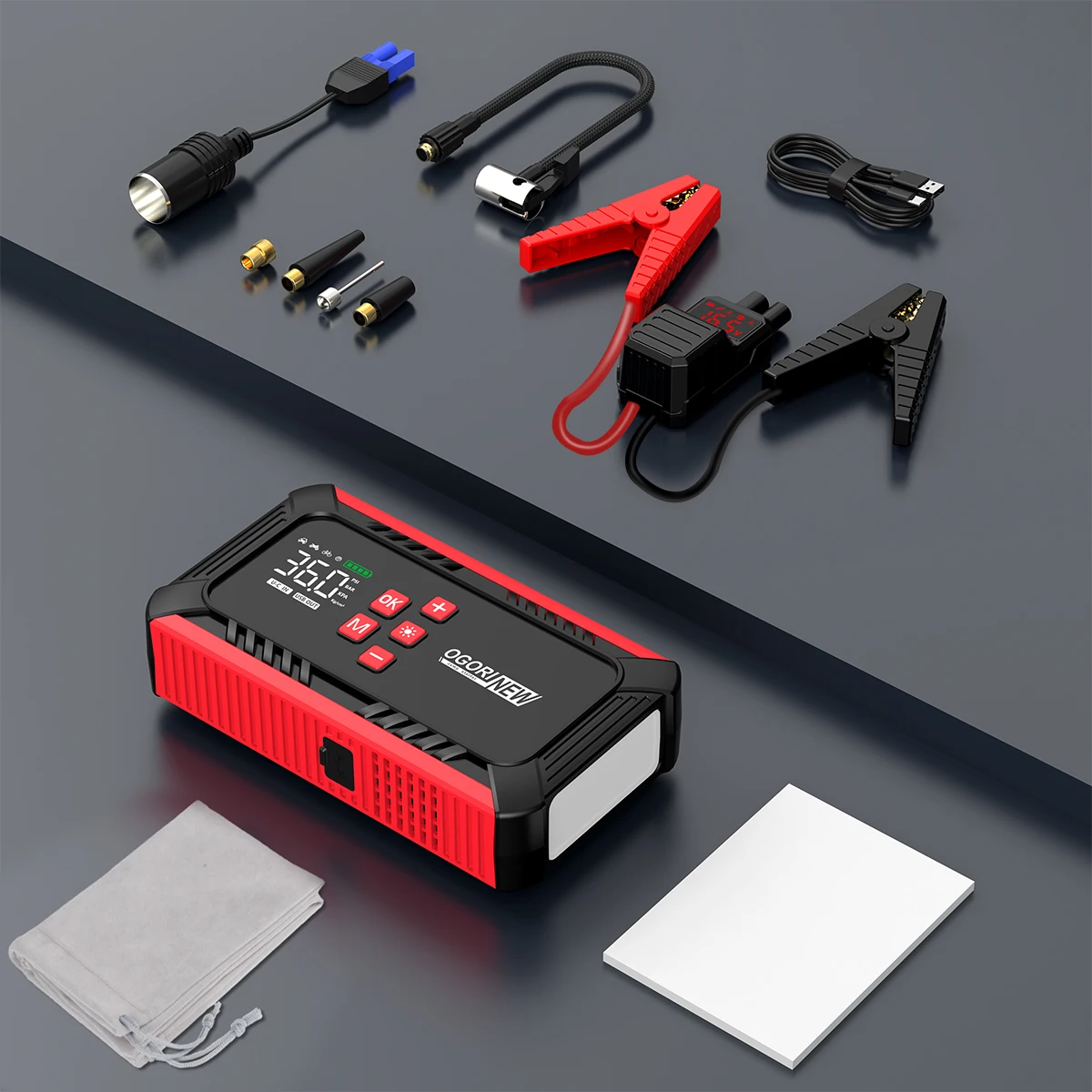 Jump Starter with Air Compressor 150PSI, 8000/9000A Portable Car Battery Booster (All Gas/16L Diesel)