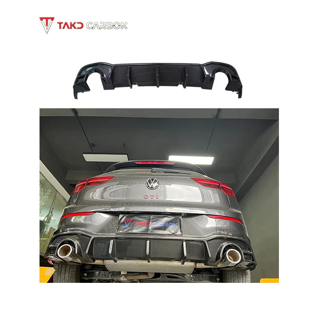

TAKD 100% Dry Carbon Fiber Rear Bumper Diffuser Lip Without the Led Light for Volkswagens VW Golf 8 GTI 2021-UP