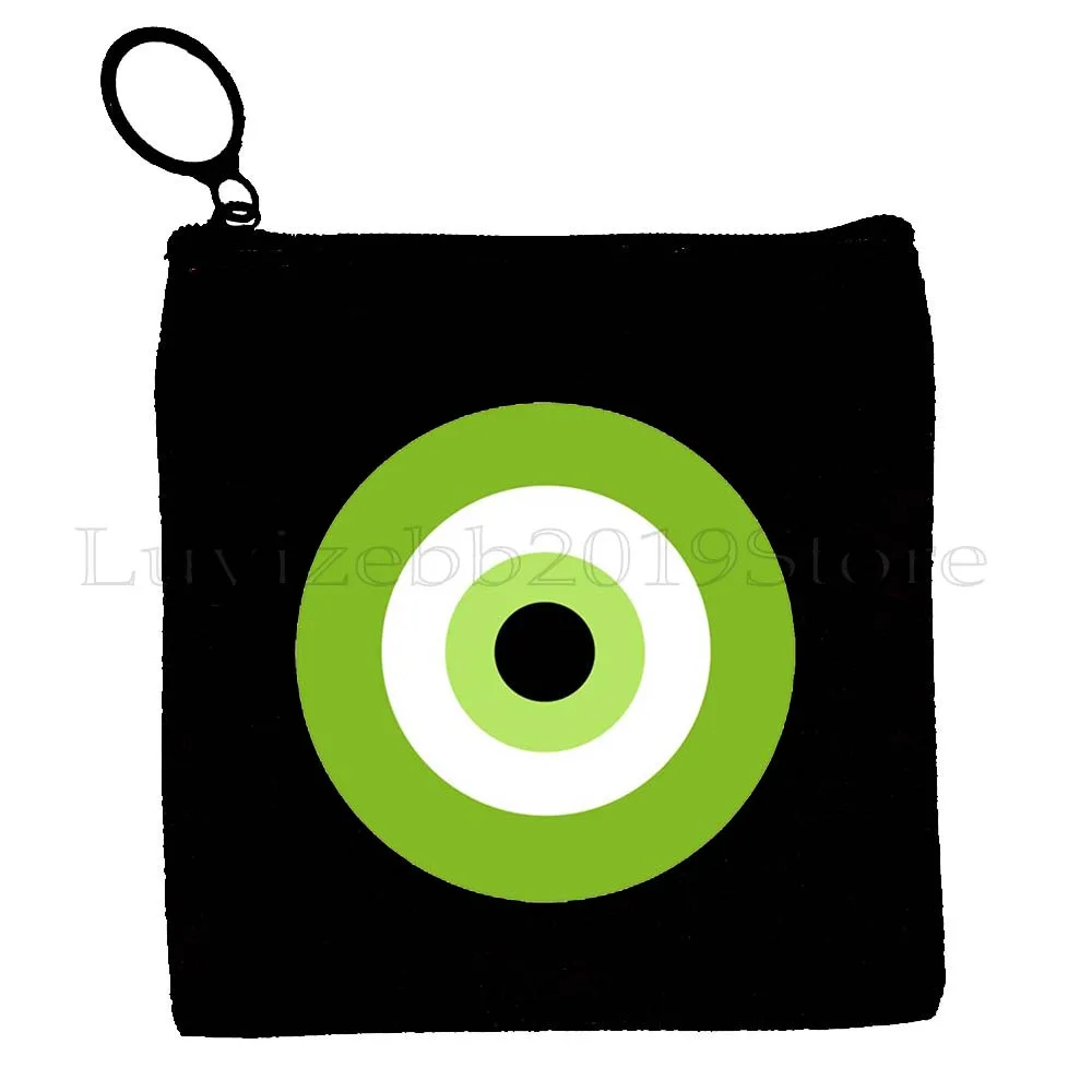 Colorful Evil Eye Charm Circles Greek Graffiti Flower Mandala Canvas Coin Purse Key Case Small Storage Bag Wallet Zipper Pouch