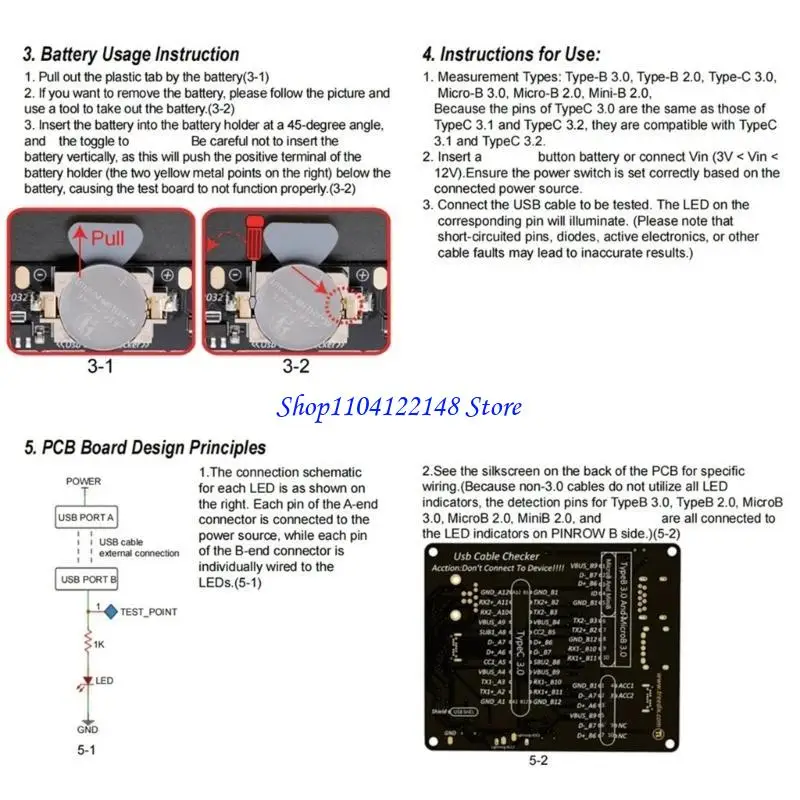P9FA Universal USB Connection Tester For Multiple Cable Types Battery Operation/External Power Input Insertion Testing