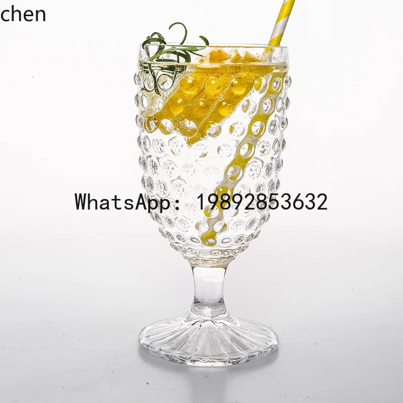 

embossed rivet glass cup - clear glass juice & wine glass set